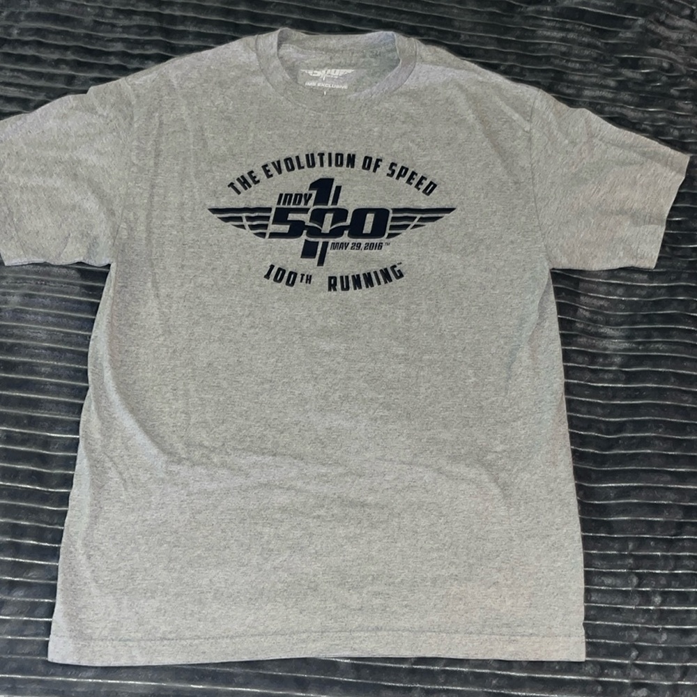 Men’s Indy 500 IMS Exclusive Sz Lg Gray 100th Year Running Indy 500 T-Shirt